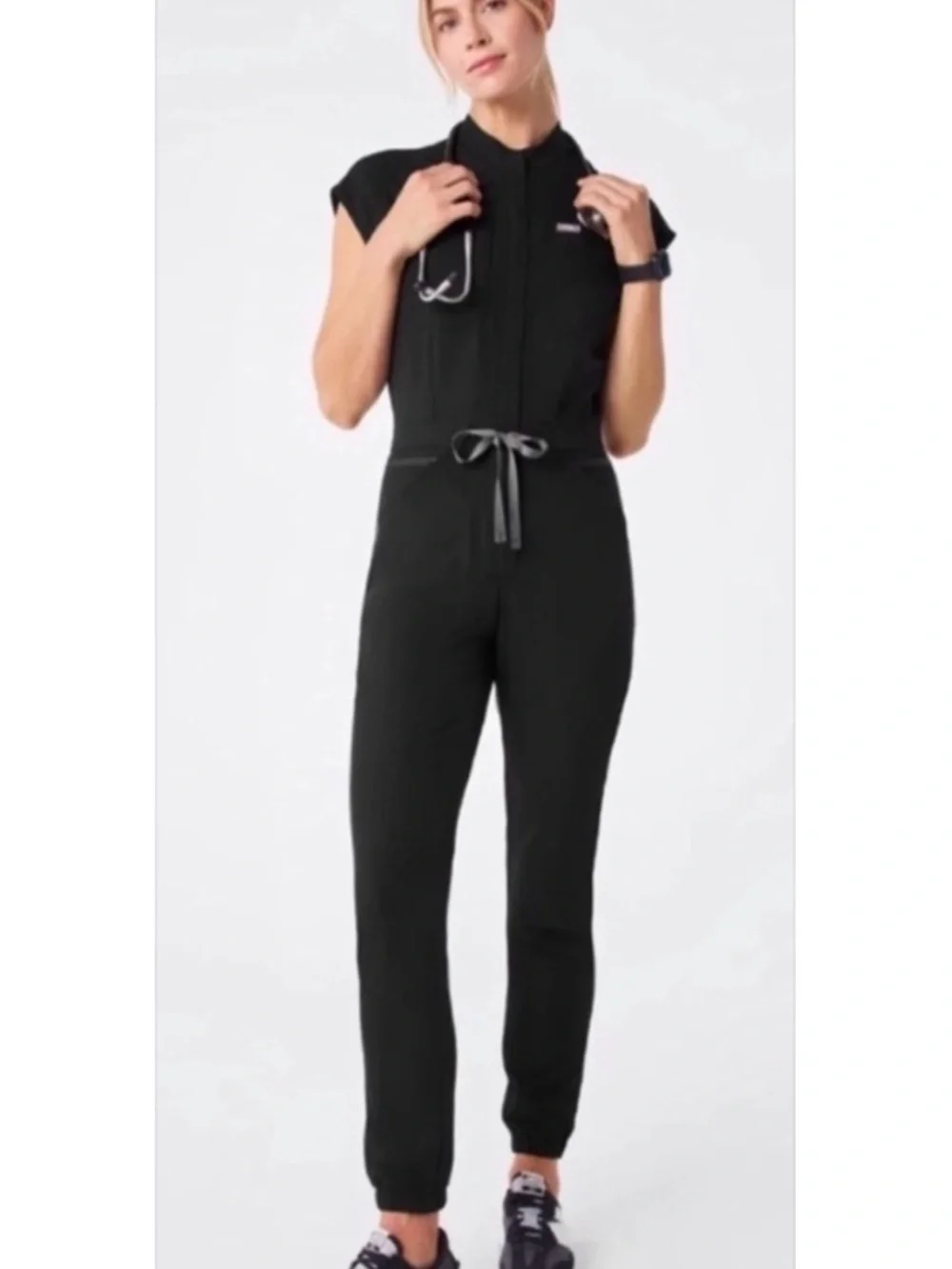 FIGS Black Jumpsuit with Drawstring - Picture 2 of 2
